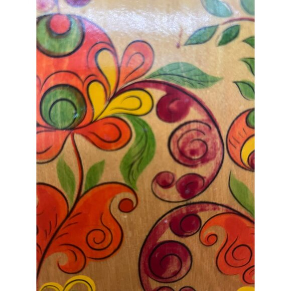 Russian VTG Wood Decorative Folk Art Cutting Board Kitchen Decor Hand Painted Fl - Picture 3 of 8